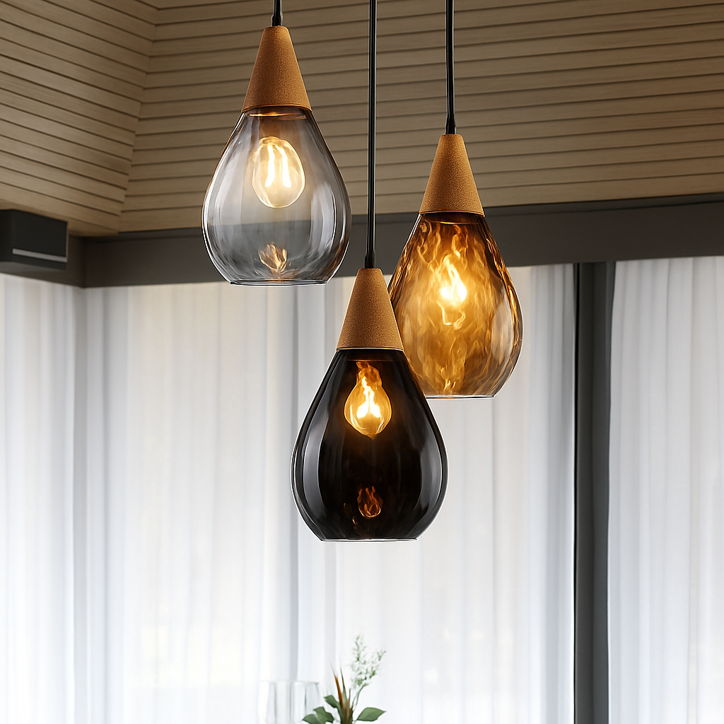 suspension moderne en verre gouttelettes d'eau luminaire décoratif - vue 5 sur 9