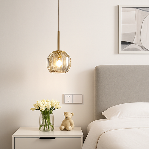 Suspension moderne LED avec abat-jour en cristal Ansley - vue 3 sur 10