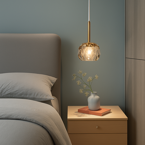 Suspension moderne LED avec abat-jour en cristal Ansley - vue 5 sur 10