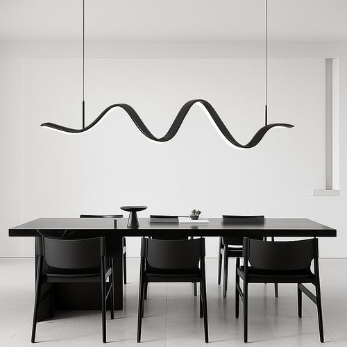 suspension moderne linéaire lumière pour décoration de table à manger - vue 2 sur 14