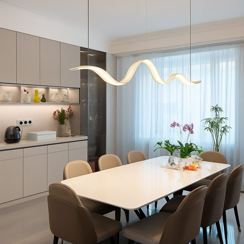 suspension moderne linéaire lumière pour décoration de table à manger - vue 3 sur 14