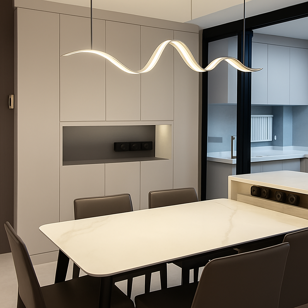 suspension moderne linéaire lumière pour décoration de table à manger - vue 5 sur 14