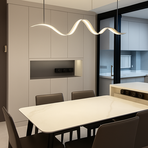 suspension moderne linéaire lumière pour décoration de table à manger - vue 6 sur 14