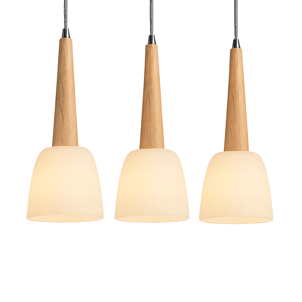 suspension modernes en bois gzmj avec support led - vue 6 sur 10