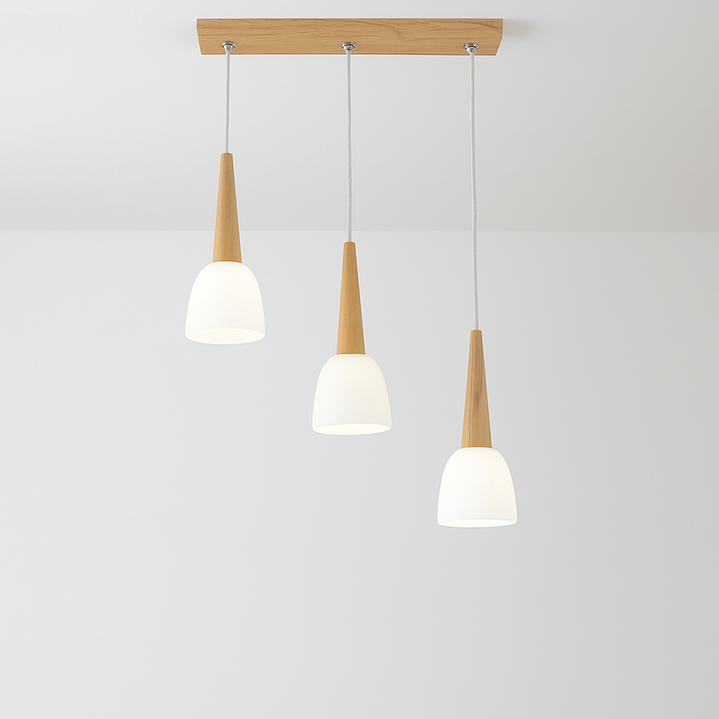 suspension modernes en bois gzmj avec support led - vue 7 sur 10