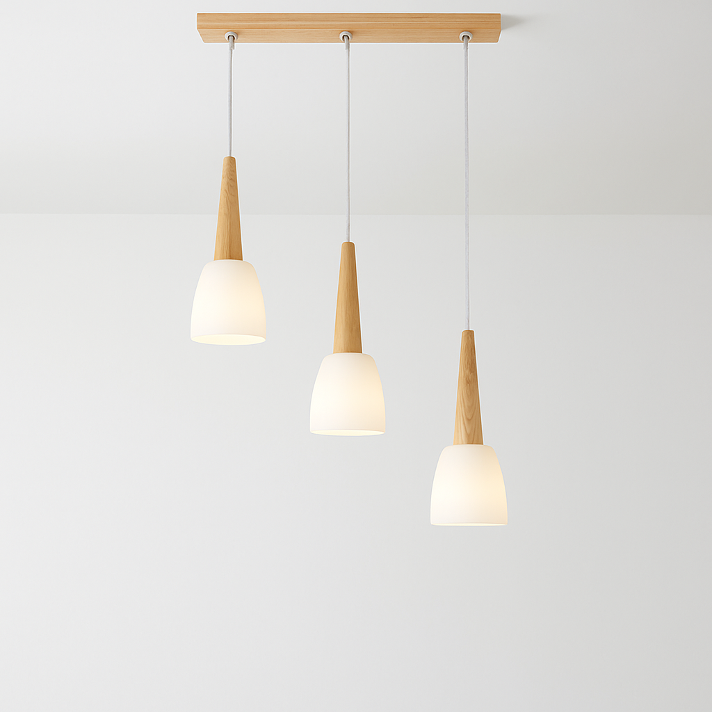 suspension modernes en bois gzmj avec support led - vue 9 sur 10
