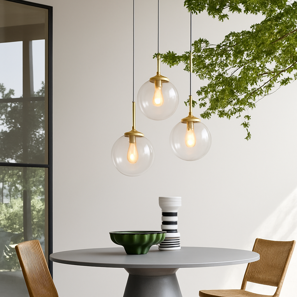 suspension modernes nordiques en verre led pour maison - vue 4 sur 16