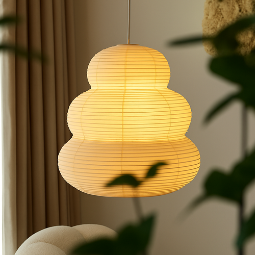 suspension noguchi en papier de riz style moderne - vue 2 sur 8