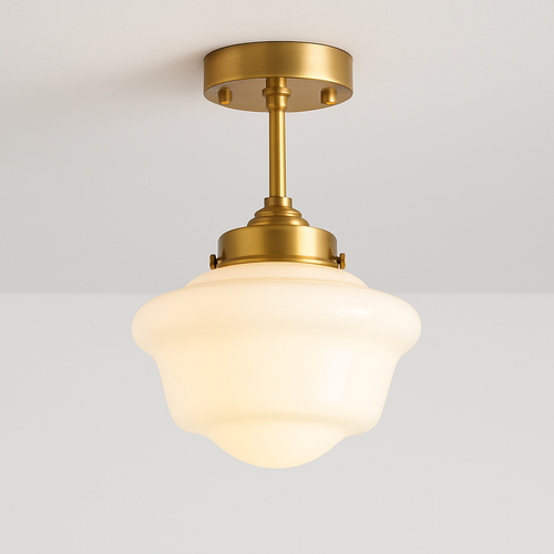 Suspension nordique dorée avec verre blanc - vue 3 sur 30