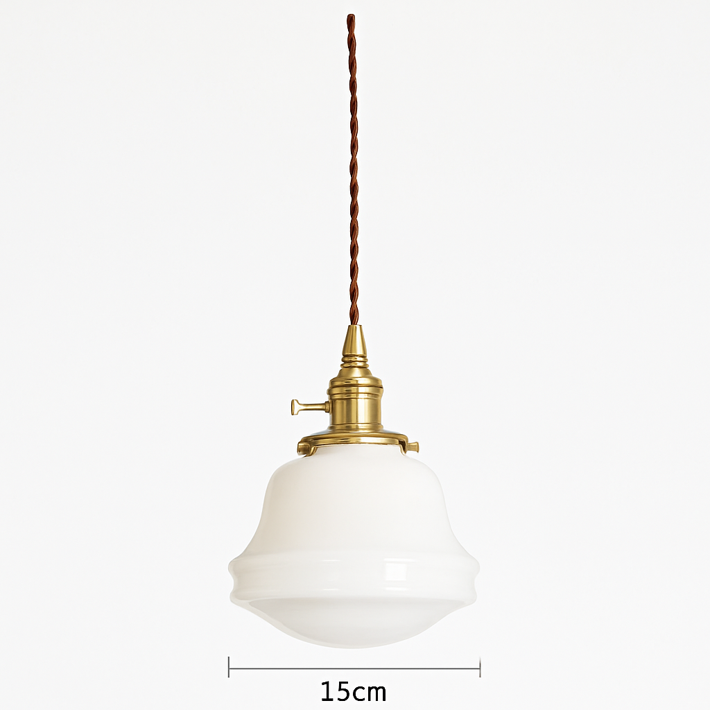 Suspension nordique dorée avec verre blanc - vue 14 sur 30