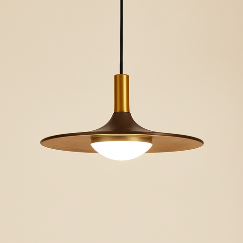 suspension nordique en bois et cuivre soucoupe volante pour intérieur - vue 2 sur 9