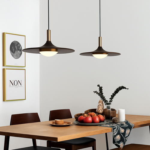 suspension nordique en bois et cuivre soucoupe volante pour intérieur - vue 3 sur 9
