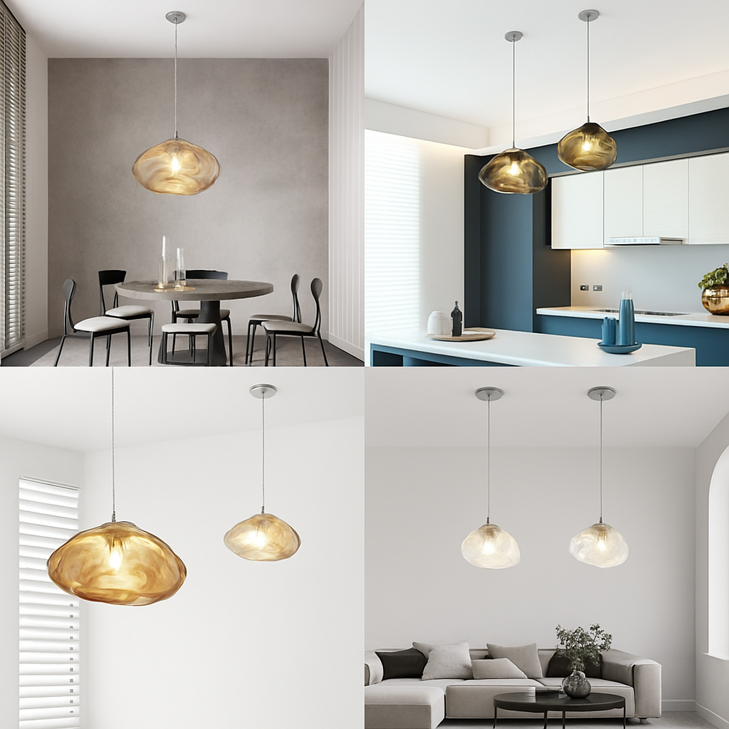 Suspension nordique en verre au Design nuage - vue 3 sur 9