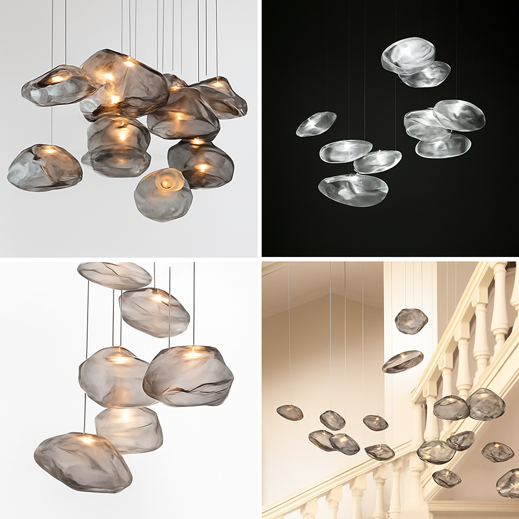 Suspension nordique en verre au Design nuage - vue 4 sur 9
