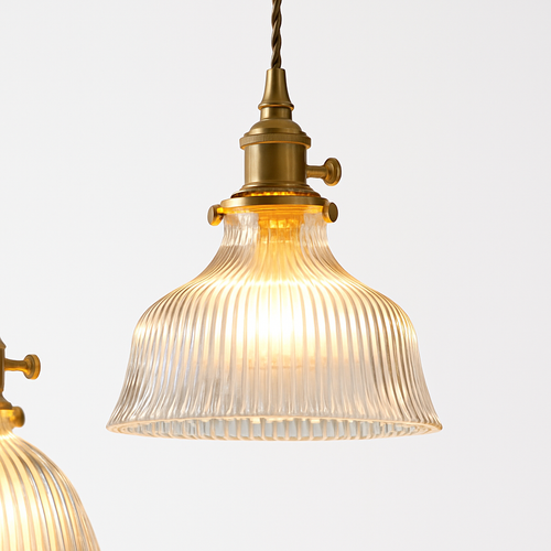 suspension nordique moderne avec abat-jour fleur en verre - vue 3 sur 30