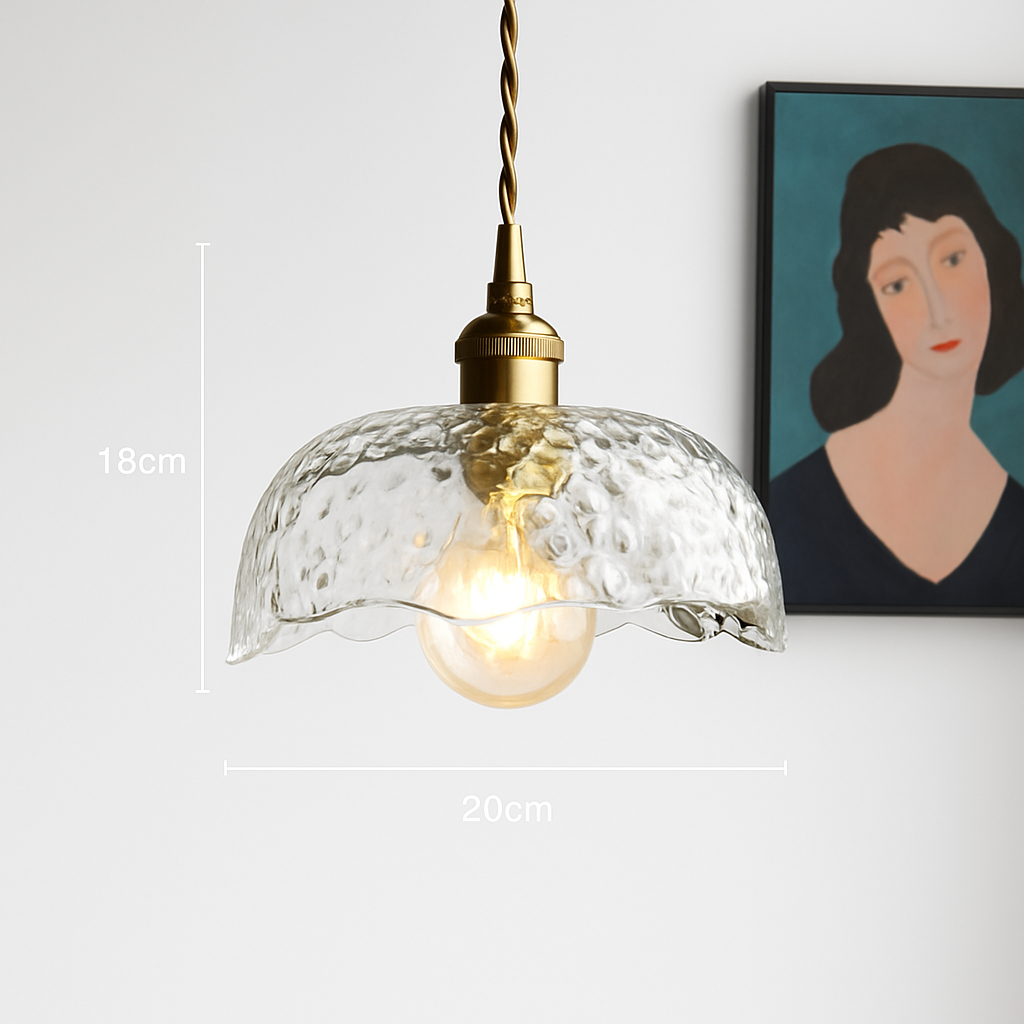 suspension nordique moderne avec abat-jour fleur en verre - vue 12 sur 30