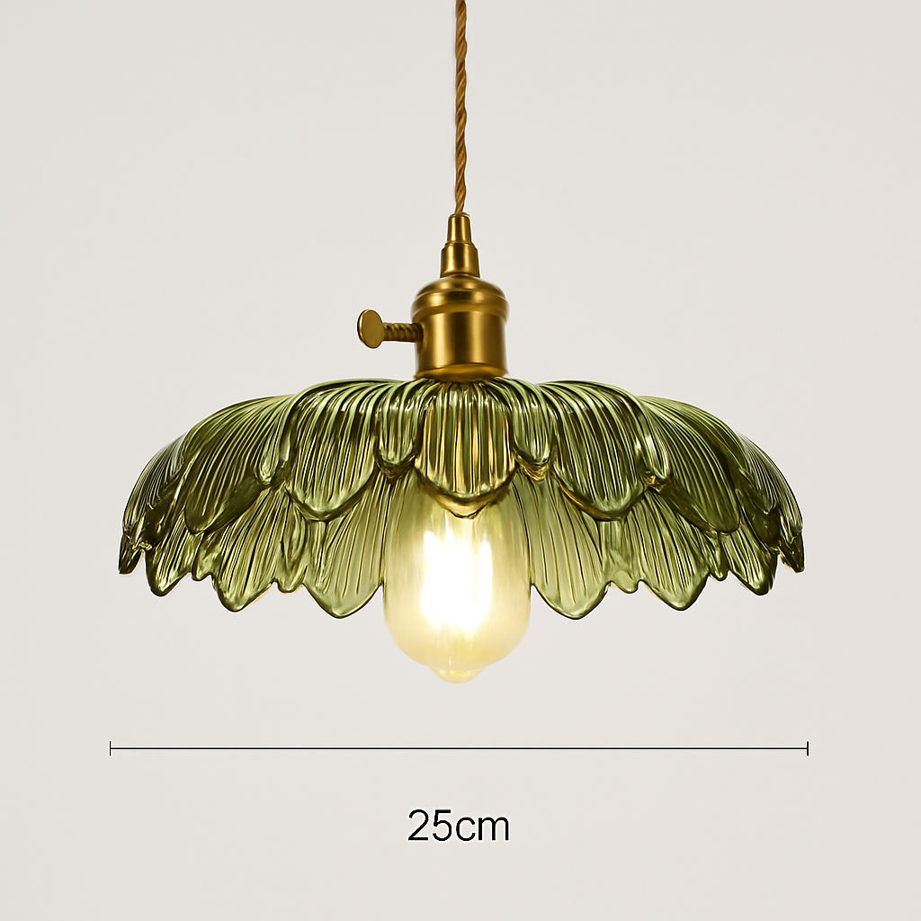 suspension nordique moderne avec abat-jour fleur en verre - vue 13 sur 30
