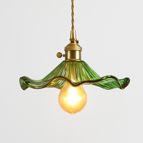 suspension nordique moderne avec abat-jour fleur en verre - vue 16 sur 30