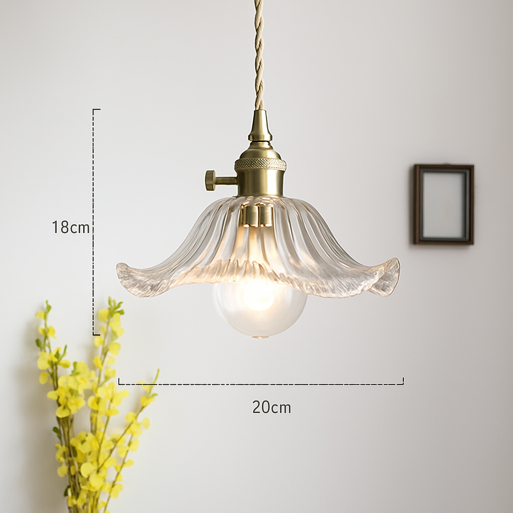 suspension nordique moderne avec abat-jour fleur en verre - vue 20 sur 30