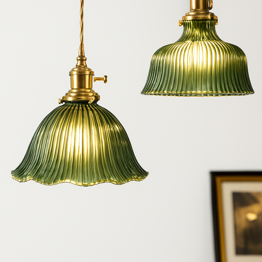 suspension nordique moderne avec abat-jour fleur en verre - vue 3 sur 30