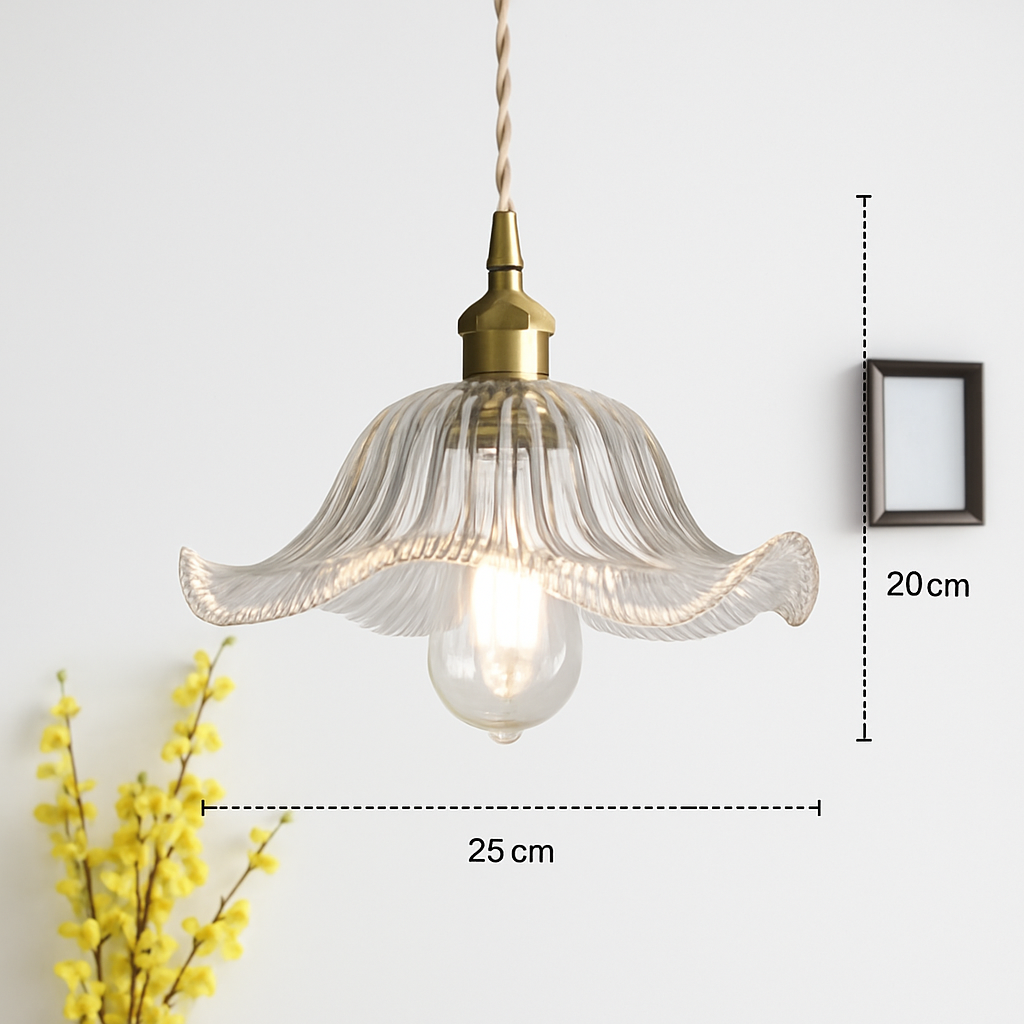 suspension nordique moderne avec abat-jour fleur en verre - vue 23 sur 30