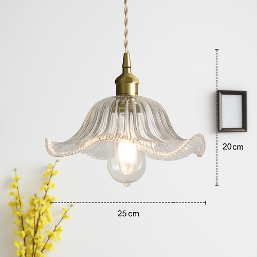 suspension nordique moderne avec abat-jour fleur en verre - vue 24 sur 30
