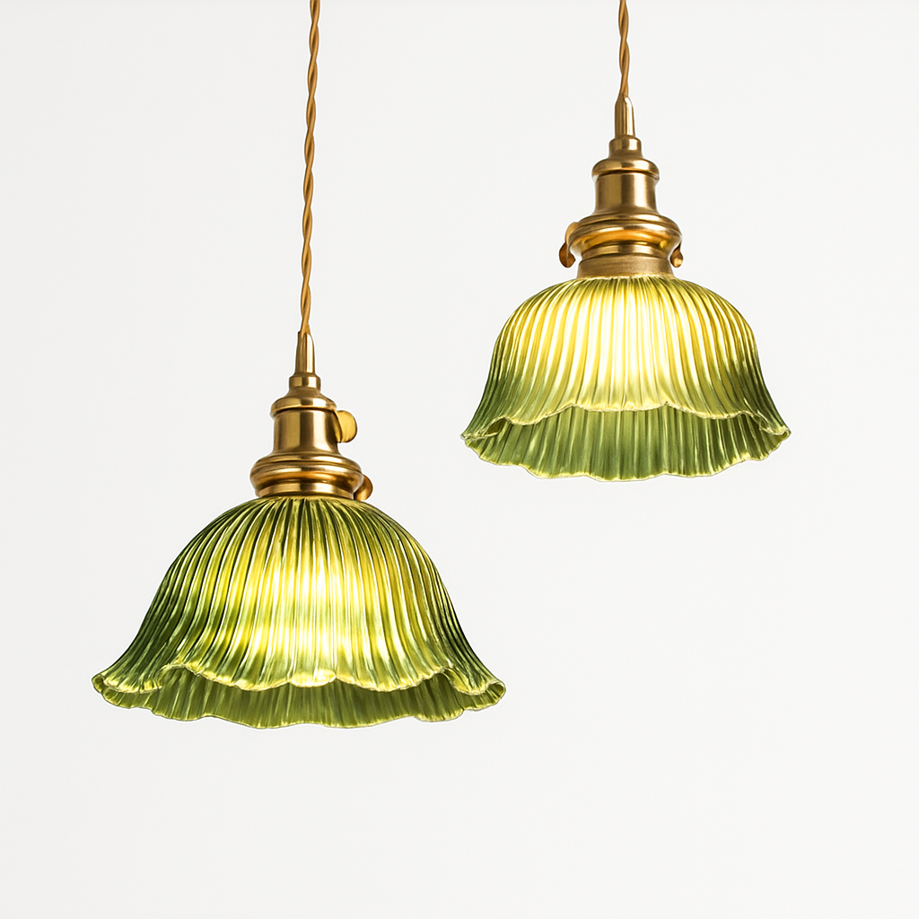suspension nordique moderne avec abat-jour fleur en verre - vue 4 sur 30