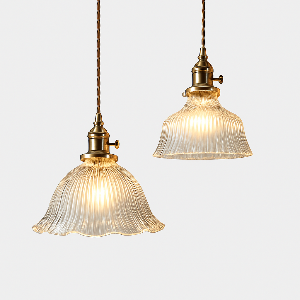 suspension nordique moderne avec abat-jour fleur en verre - vue 5 sur 30