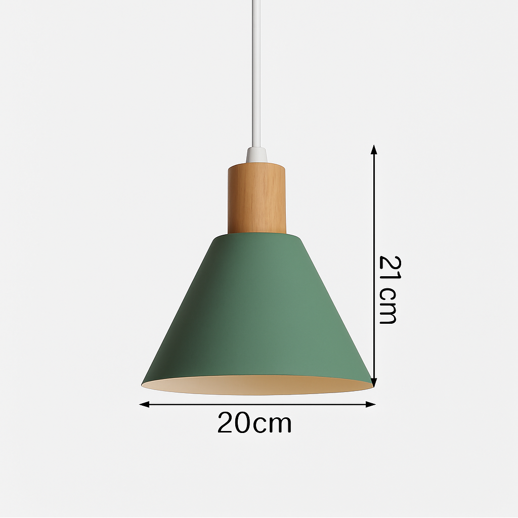 Suspension nordique verte en bois et métal - vue 11 sur 18