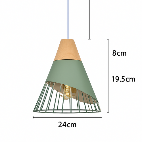 Suspension nordique verte en bois et métal - vue 17 sur 18
