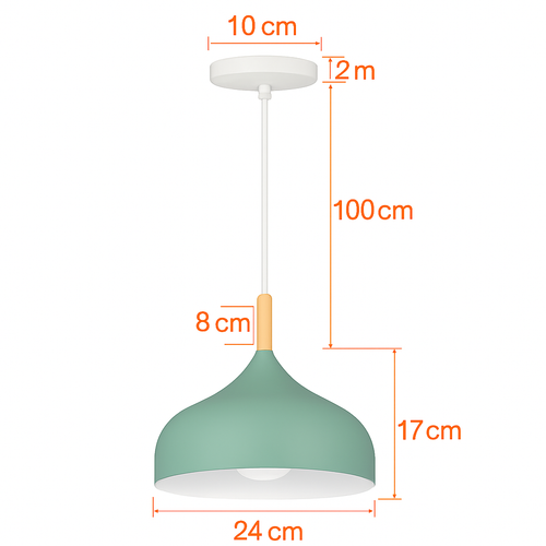 Suspension nordique verte en bois et métal - vue 19 sur 18