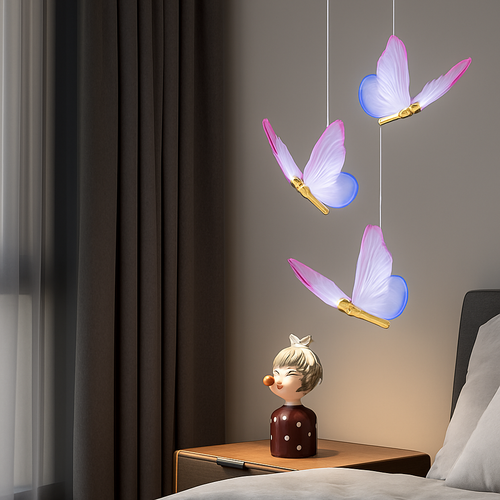Suspension papillon LED moderne AC85-265V acrylique intérieur décoratif chambre à manger chevet lustre 3 couleurs plafonnier - vue 2 sur 15