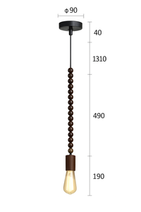 suspension rétro en bois de chêne avec perles géométriques