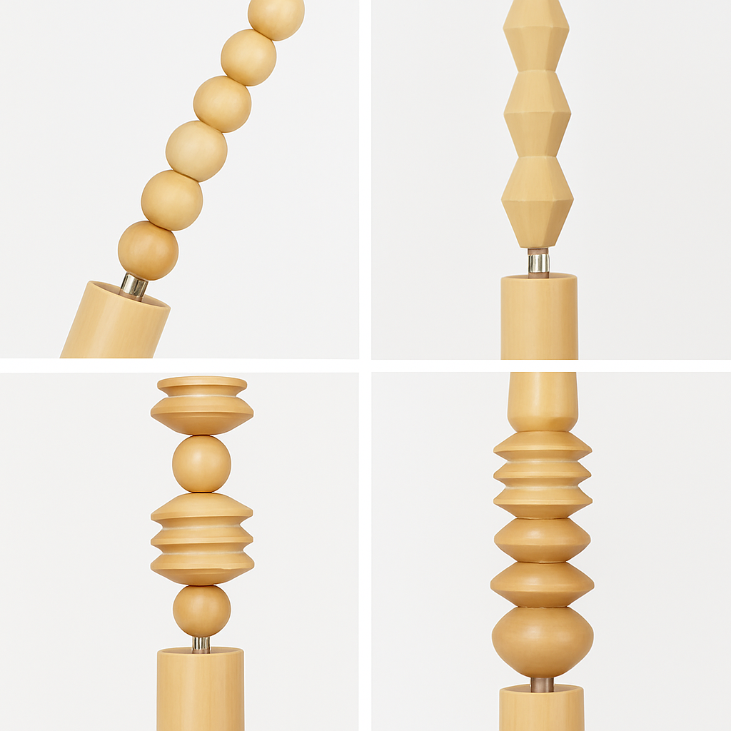 suspension rétro en bois de chêne avec perles géométriques - vue 4 sur 14