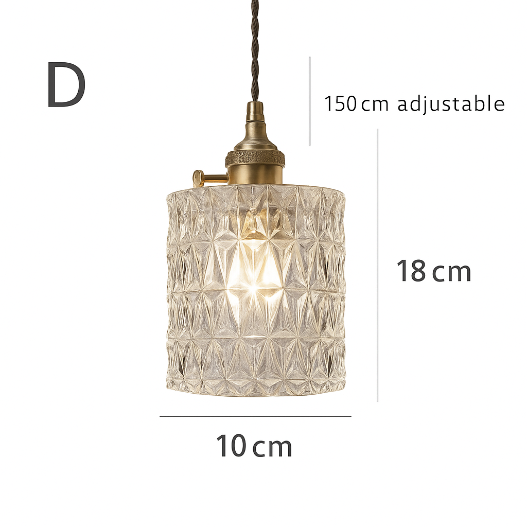 suspension rétro en laiton et verre gravé design élégant pour restaurant - vue 11 sur 13