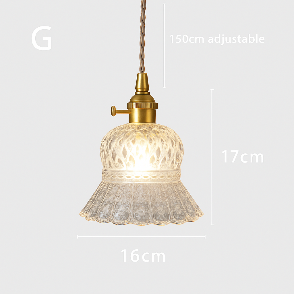 suspension rétro en laiton et verre gravé design élégant pour restaurant - vue 7 sur 13