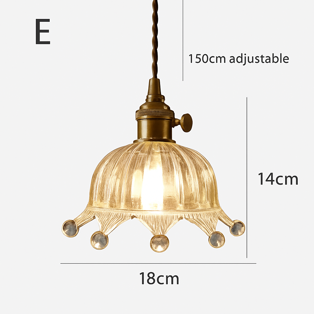 suspension rétro en laiton et verre gravé design élégant pour restaurant - vue 8 sur 13