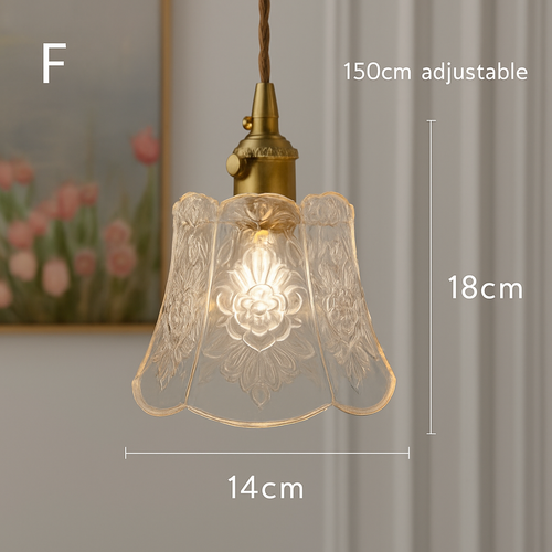suspension rétro en laiton et verre gravé design élégant pour restaurant - vue 10 sur 13
