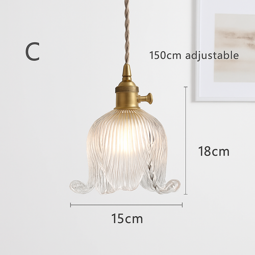 suspension rétro en laiton et verre gravé design élégant pour restaurant - vue 11 sur 13