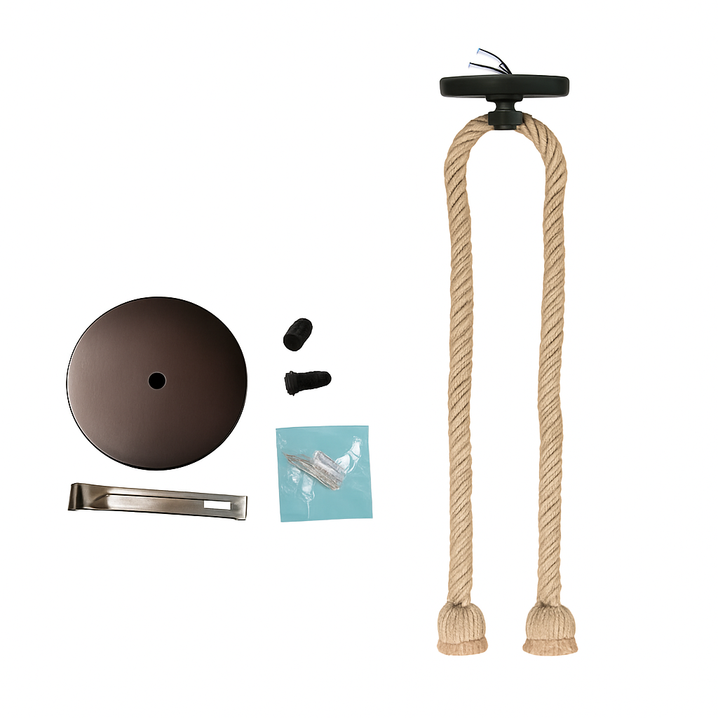 suspension rétro vintage en corde de chanvre style loft industriel