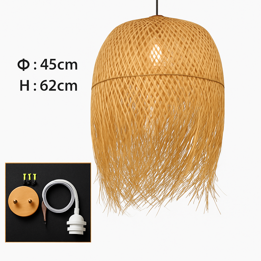 Suspension ronde en bambou tressé Japanese