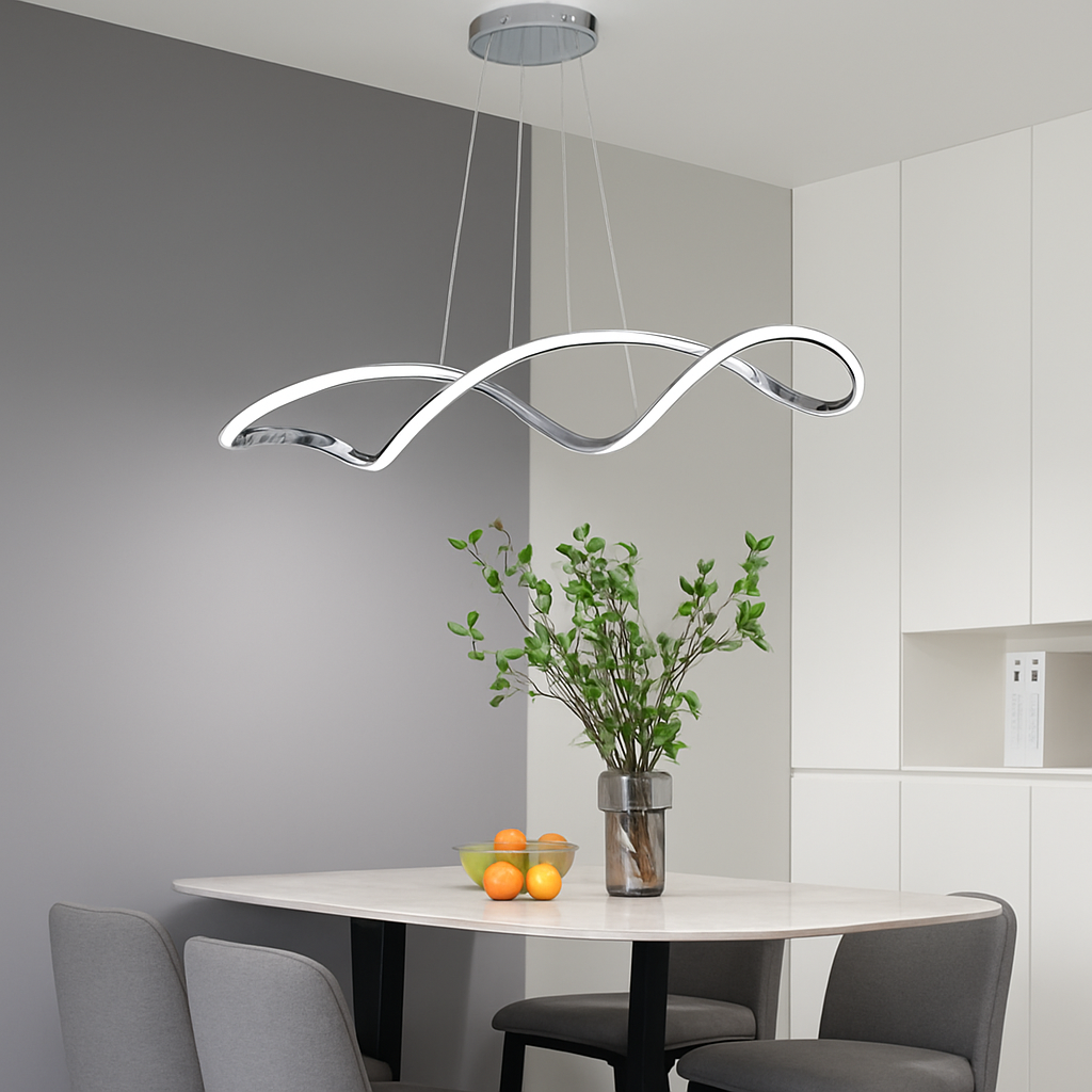 Suspension Suspension LED Lustres LED modernes pour salle à manger salon chambre L92cm Or / Chrome / Noir Télécommande / Contrôle APP - vue 3 sur 9