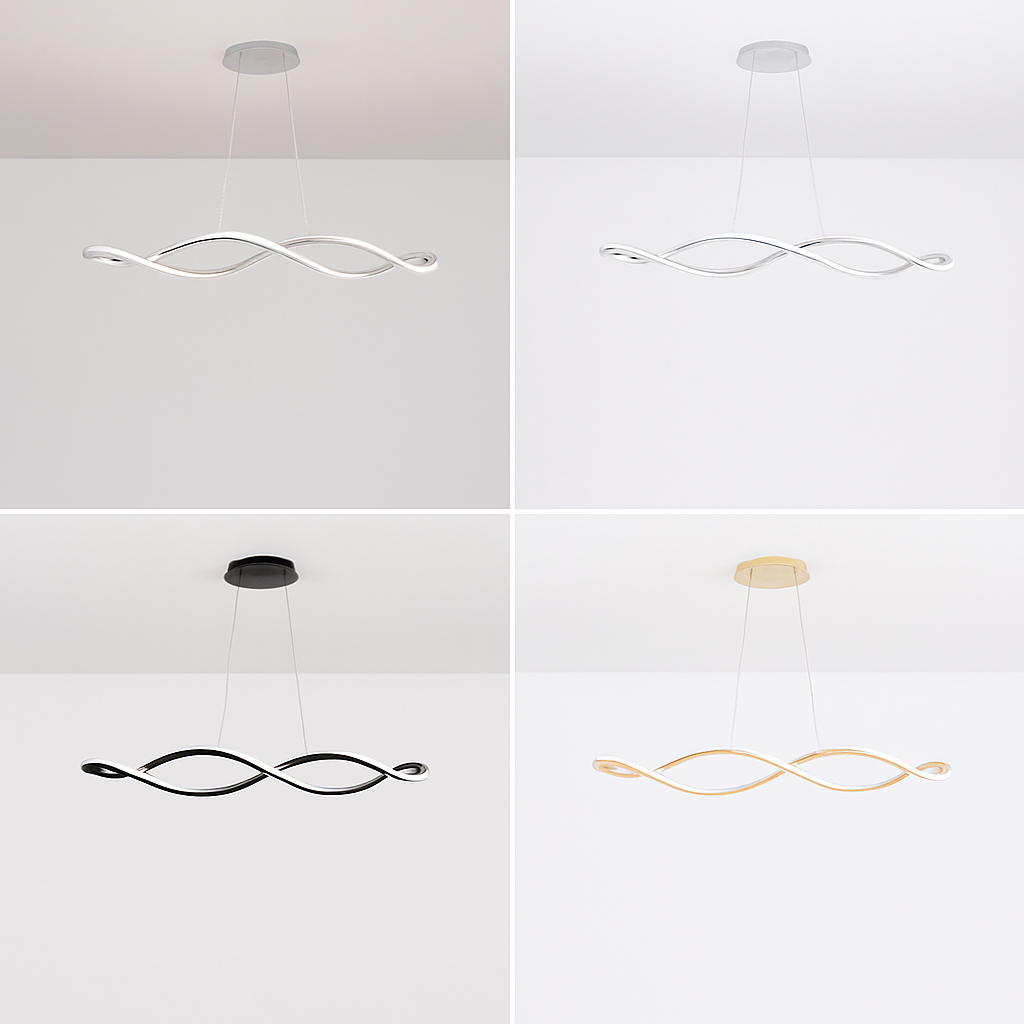 Suspension Suspension LED Lustres LED modernes pour salle à manger salon chambre L92cm Or / Chrome / Noir Télécommande / Contrôle APP - vue 6 sur 9