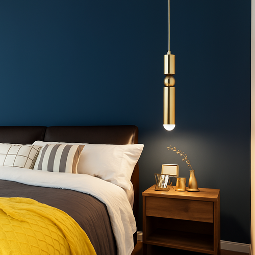 suspension tube doré pour luminaires modernes et élégants - vue 5 sur 5