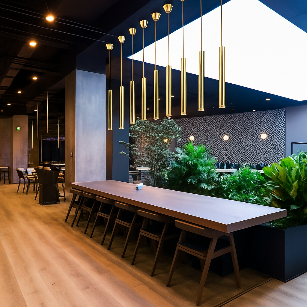suspension tube led design moderne pour cuisine et bar - vue 4 sur 12