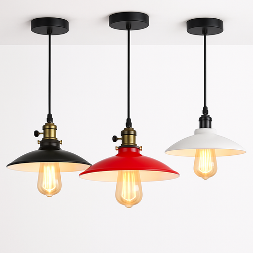 Suspension vintage à LED style rétro en métal - vue 6 sur 9