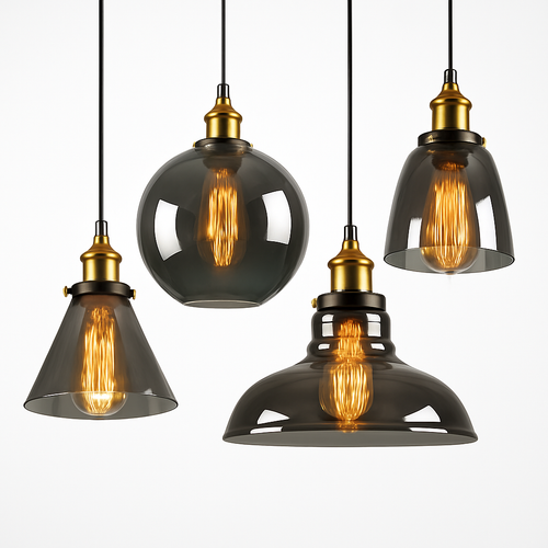 suspension vintage nordique en verre industriel pour bar - vue 2 sur 30