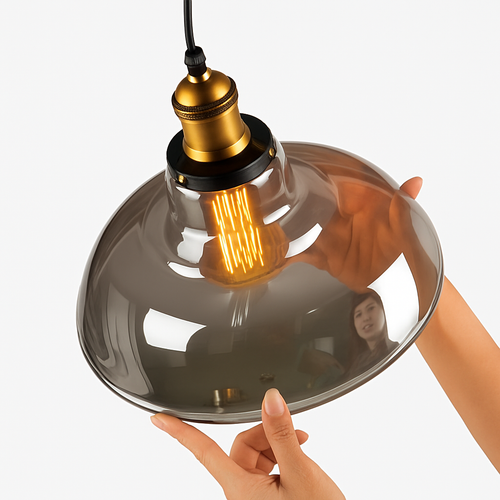 suspension vintage nordique en verre industriel pour bar - vue 7 sur 30