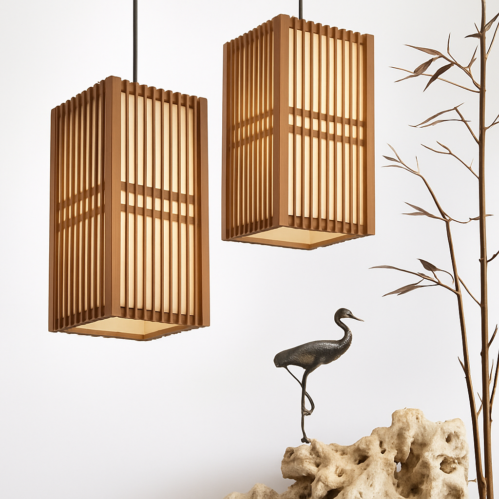 suspension zen bois vintage japonais - vue 3 sur 8