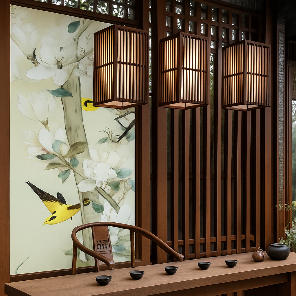 suspension zen bois vintage japonais - vue 4 sur 8